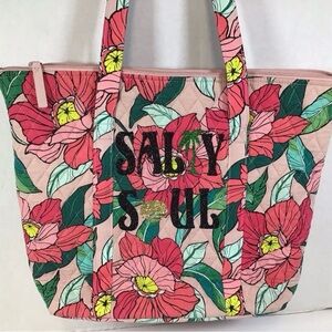 Vera Bradley VILLAGER VINTAGE FLORAL Salty Soul Quilted Pink Purse Shoulder Tote